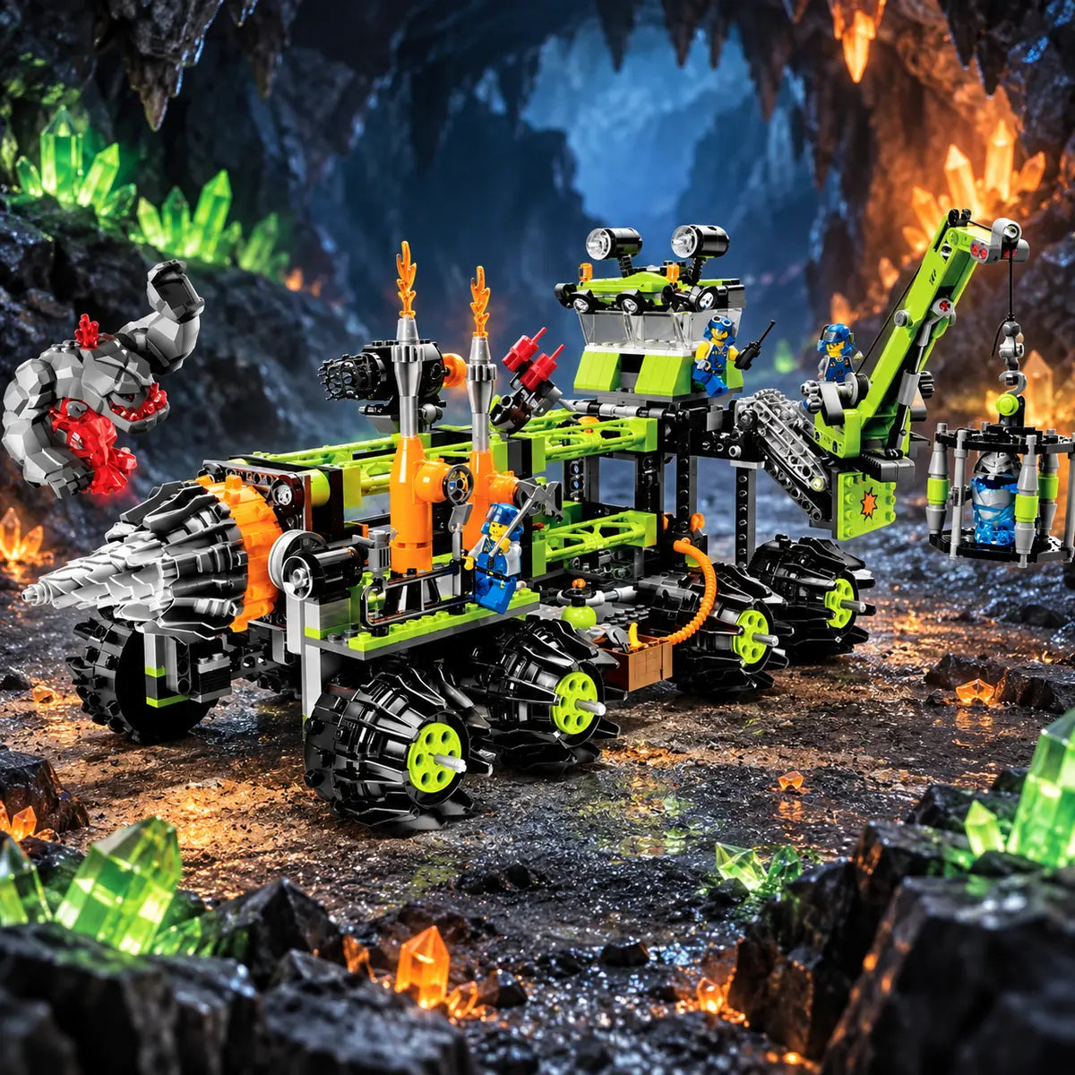 LEGO® Power Miners mijnvoertuig in een kristalgrot
