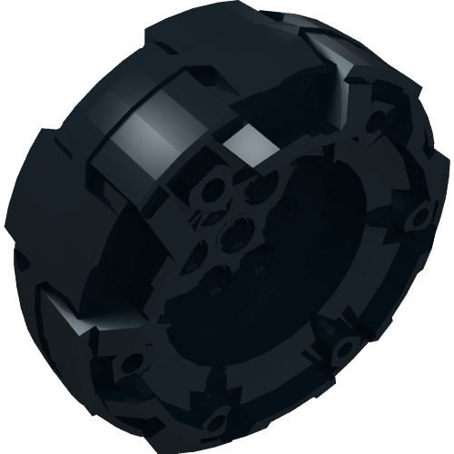 Part 11094 - Wheel Hard Plastic, Treaded with 7 Pin Holes and 6 Bar Holes - De BrickPlaats