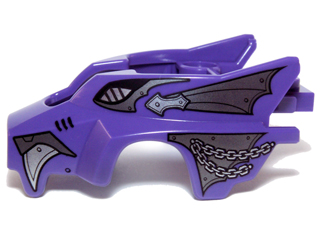 Part 11113pb05 - Flywheel Fairing Wolf Shape with Silver Scaled Armor, Chains and Fangs Pattern - De BrickPlaats