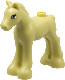 Part 11241pb02 - Horse, Friends, Foal with Black, White, and Tan Eyes with 3 Eyelashes Pattern - De BrickPlaats