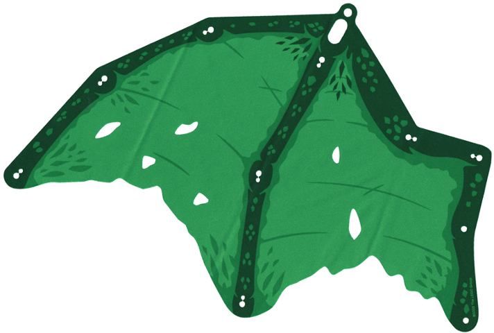 Part 113309 - Cloth Wing Dragon Right, Tattered with Dark Green Bones, Green Scales and Trim Pattern - De BrickPlaats