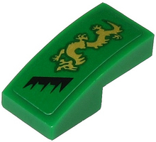 Part 11477pb085R - Slope, Curved 2 x 1 x 2/3 with Gold Dragon and Black Jagged Line Pattern Model Right Side (Sticker) - Set 71700 - De BrickPlaats