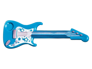 Part 11640pb04 - Minifigure, Utensil Musical Instrument, Guitar Electric with Metallic Pink Strings, Bridge, and Output Jack and White Pickguard with Stars Pattern - De BrickPlaats
