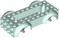 Part 11650c02 - Vehicle, Base 5 x 10 x 2 1/2 with Mudguards and 6 x 2 Recessed Center with 3 Holes with Light Bluish Gray Wheels Holders Attached - De BrickPlaats