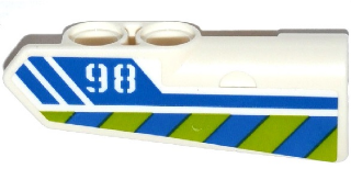 Part 11947pb016 - Technic, Panel Fairing #22 Very Small Smooth, Side A with '98', Blue Line and Blue and Lime Danger Stripes Pattern (Sticker) - Set 42047 - De BrickPlaats