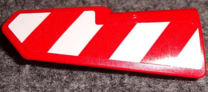 Part 11947pb074 - Technic, Panel Fairing #22 Very Small Smooth, Side A with Red and White Danger Stripes Pattern (Sticker) - Set 42075 - De BrickPlaats