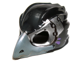 Part 12550pb04 - Minifigure, Headgear Mask Bird (Raven) with Dark Bluish Gray Beak and Silver Eye Patch Pattern - De BrickPlaats