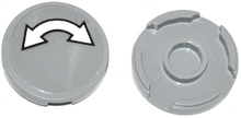 Part 14769pb010 - Tile, Round 2 x 2 with Bottom Stud Holder with White Curved Arrow Double with Black Outline on Transparent Background Pattern (Sticker) - Set 60036 / 60045 - De BrickPlaats