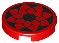 Part 14769pb126 - Tile, Round 2 x 2 with Bottom Stud Holder With Black Floral Outline Pattern - De BrickPlaats