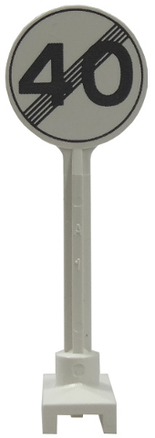 Part 14pb02 - Road Sign Round with Gray End Of Maximum Speed 40 Pattern - De BrickPlaats
