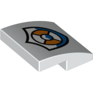 Part 15068pb122 - Slope, Curved 2 x 2 x 2/3 with Coast Guard Logo Pattern - De BrickPlaats