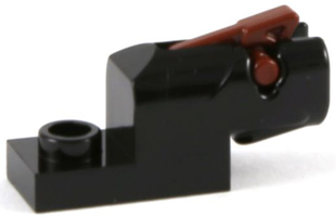 Part 15403c02 - Projectile Launcher, 1 x 2 Mini Blaster / Shooter with Reddish Brown Trigger (15403 / 15392) - De BrickPlaats