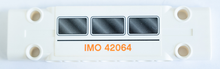 Part 15458pb035 - Technic, Panel Plate 3 x 11 x 1 with Three Black Windows and Orange 'IMO 42064' Pattern (Sticker) - Set 42064 - De BrickPlaats