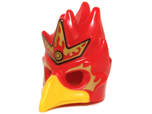 Part 16656pb02 - Minifigure, Headgear Mask Bird (Phoenix) with Yellow Beak and Elaborate Gold Headpiece with Red Flames Pattern - De BrickPlaats