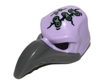Part 16659pb02 - Minifigure, Headgear Mask Bird (Vulture) with Dark Bluish Gray Beak and Head Scars with Plasters Pattern - De BrickPlaats