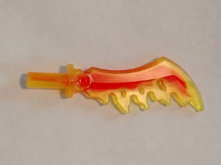 Part 19858pb02 - Minifigure, Weapon Sword, Serrated with Marbled Red Pattern - De BrickPlaats