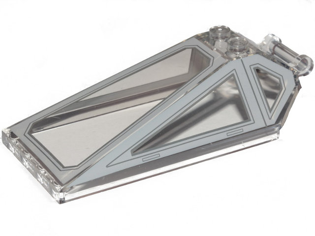 Part 21849pb05 - Windscreen 8 x 4 x 2 with 2 Studs and Bar Handle with Light Bluish Gray Cockpit Window Frames with Lines Pattern - De BrickPlaats