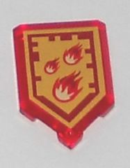 Part 22385pb008 - Tile, Modified 2 x 3 Pentagonal with Nexo Power Shield Pattern - Incinerate - De BrickPlaats