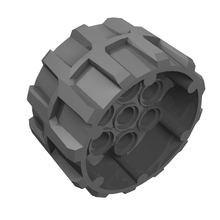 Part 22410 - Wheel Hard Plastic, Treaded with 7 Pin Holes (37mm D. x 22mm) - De BrickPlaats