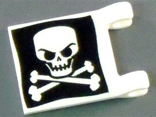 Part 2335pb030 - Flag 2 x 2 Square with Evil Skull and Crossbones on Black Background Pattern on Both Sides (Jolly Roger) - De BrickPlaats