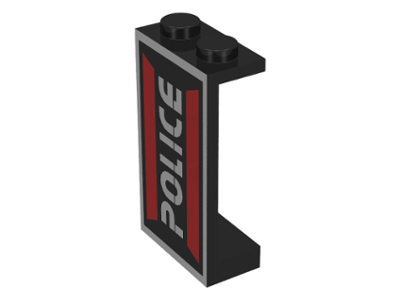 Part 2362apb04L - Panel 1 x 2 x 3 - Solid Studs with Space Police I Logo Pattern Model Left Side - De BrickPlaats