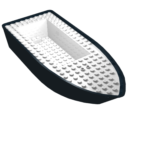 Part 2372c01 - Boat, Hull Unitary 25 x 10 x 4 1/3 Floating with White Deck - De BrickPlaats