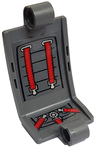Part 24116pb013 - Technic, Panel Curved 3 x 5 x 3 with Dark Bluish Gray Cushions and Red Seat Belt on Inside Pattern (Stickers) - Set 42057 - De BrickPlaats