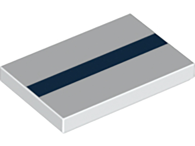 Part 26603pb032 - Tile 2 x 3 with Dark Blue Stripe Pattern - De BrickPlaats