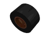 Part 30027bc01 - Wheel 8mm D. x 9mm for Slicks, Hole Notched for Wheels Holder Pin with Black Tire Smooth Small Wide Slick (30027b / 30028) - De BrickPlaats
