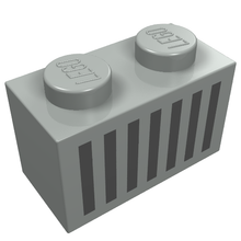 Part 3004p06 - Brick 1 x 2 with Black Grille with 7 Vertical Lines Pattern - De BrickPlaats