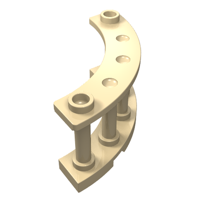 Part 30056 - Fence 4 x 4 x 2 Quarter Round Spindled with 2 Studs - De BrickPlaats