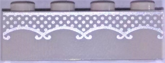 Part 3010pb282 - Brick 1 x 4 with Silver Lace Pattern (BrickHeadz Bride Torso) - De BrickPlaats