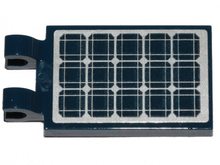 Part 30350bpb083 - Tile, Modified 2 x 3 with 2 Open O Clips with Silver and Dark Blue Solar Panel Pattern (Sticker) - Sets 60224 / 60225 / 60228 / 60257 - De BrickPlaats