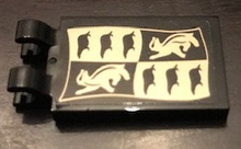Part 30350bpb090 - Tile, Modified 2 x 3 with 2 Clips with Hufflepuff Banner Pattern (Sticker) - Set 71043 - De BrickPlaats