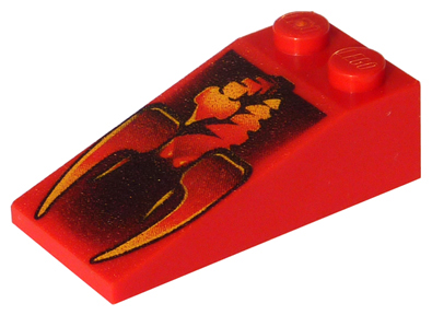 Part 30363pb003 - Slope 18 4 x 2 with Black and Yellow Scorpion Pattern - De BrickPlaats