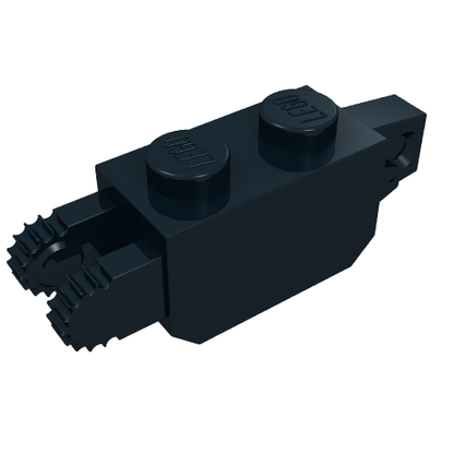 Part 30386 - Hinge Brick 1 x 2 Locking with 1 Finger Vertical End and 2 Fingers Vertical End, 9 Teeth - De BrickPlaats