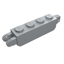 Part 30387 - Hinge Brick 1 x 4 Locking with 1 Finger Vertical End and 2 Fingers Vertical End, 9 Teeth - De BrickPlaats