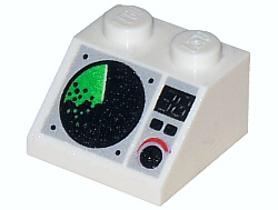 Part 3039px5 - Slope 45 2 x 2 with Black and Green Radar Screen, Digital '38', Buttons, and Dial Pattern - De BrickPlaats