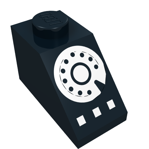 Part 3040p02 - Slope 45 2 x 1 with White Rotary Phone Dial and Buttons Pattern - De BrickPlaats