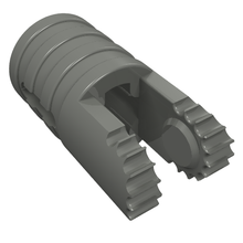 Part 30553 - Hinge Cylinder 1 x 2 Locking with 2 Fingers, 9 Teeth and Axle Hole on Ends with Slots - De BrickPlaats