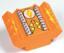 Part 30601pb05 - Brick, Modified 2 x 2 No Studs, Sloped with Angled Side Block Extensions and Lightor Lightning Bolt Pattern - De BrickPlaats