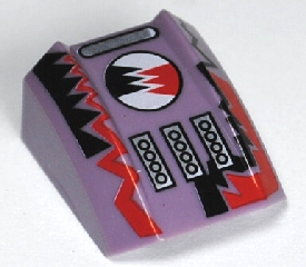 Part 30602pb011 - Slope, Curved 2 x 2 Lip with Red/Black Lightning Pattern (Gear) - De BrickPlaats