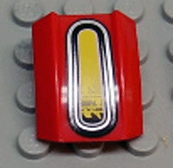 Part 30602pb022 - Slope, Curved 2 x 2 Lip with Yellow and Dark/Light Gray Pattern - De BrickPlaats