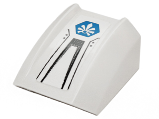 Part 30602pb085 - Slope, Curved 2 x 2 Lip with Black Lines and Blue Chima Logo Pattern (Sticker) - Set 70010 - De BrickPlaats