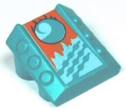 Part 30603pb15 - Brick, Modified 2 x 2 No Studs, Sloped with 6 Side Pistons Raised and Loopin Pattern - De BrickPlaats