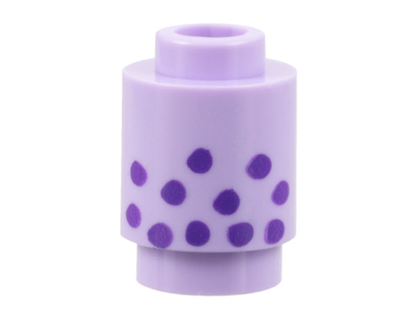 Part 3062pb073 - Brick, Round 1 x 1 with Dark Purple Spots Pattern - De BrickPlaats