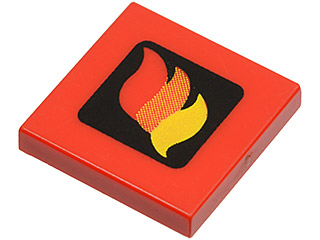 Part 3068p57 - Tile 2 x 2 with Classic Fire Logo Small Pattern - De BrickPlaats