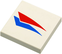 Part 3068pb0015 - Tile 2 x 2 with Red and Blue Windsurfer Triangles Pattern - De BrickPlaats