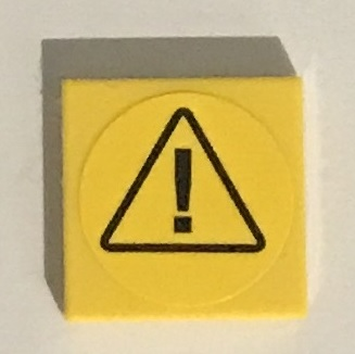 Part 3068pb1325 - Tile 2 x 2 with Warning Sign, Black Triangle and Exclamation Mark Pattern (Sticker) - Set 60122 - De BrickPlaats