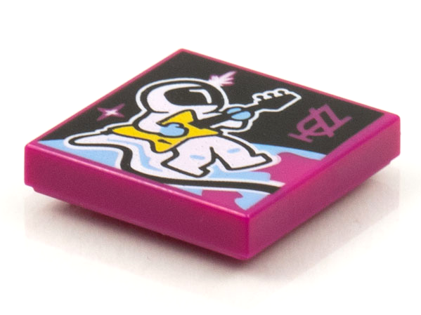 Part 3068pb1584 - Tile 2 x 2 with BeatBit Album Cover - Astronaut Playing Guitar Pattern - De BrickPlaats